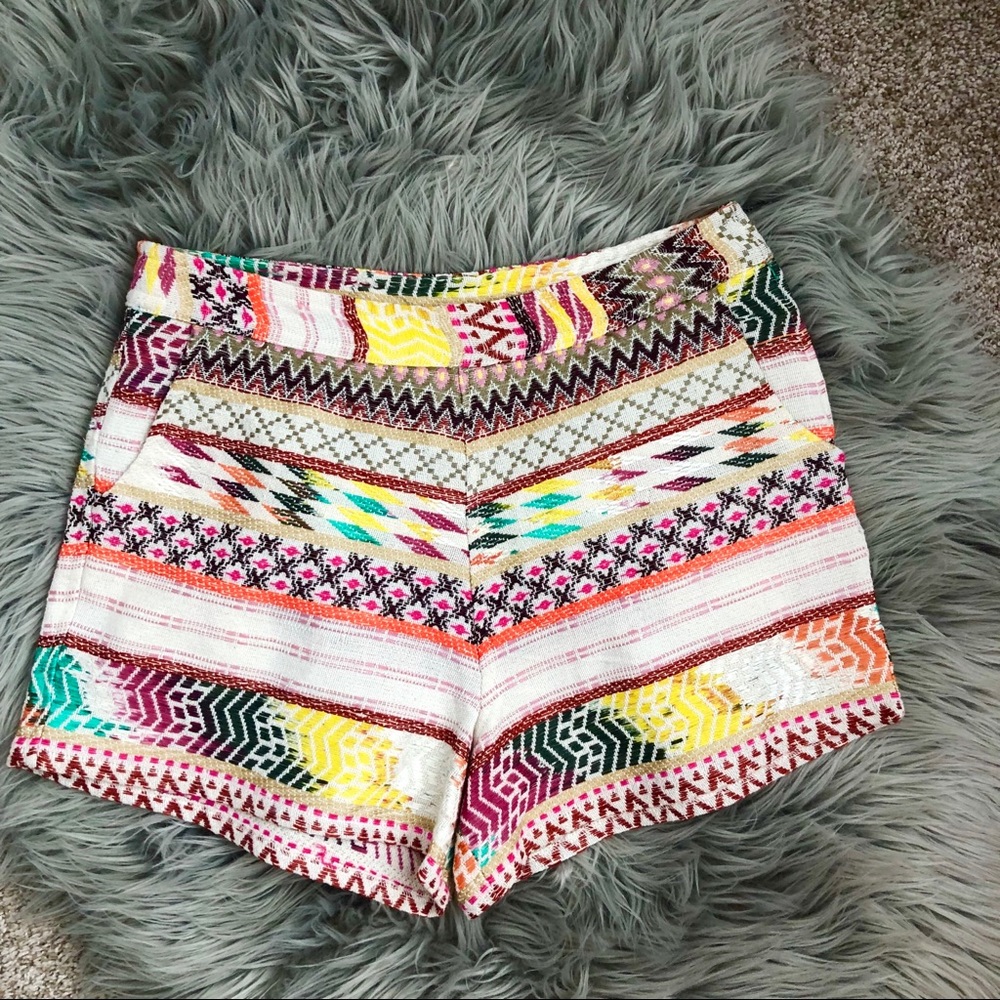 Quinn Francescas Embroidered Boho Print Shorts